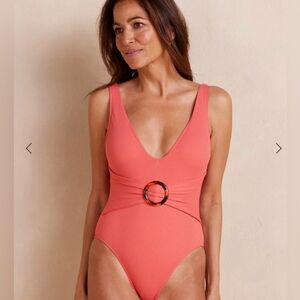 Summersalt The Ribbed Belted Backflip One Piece Spiced Coral Swimsuit